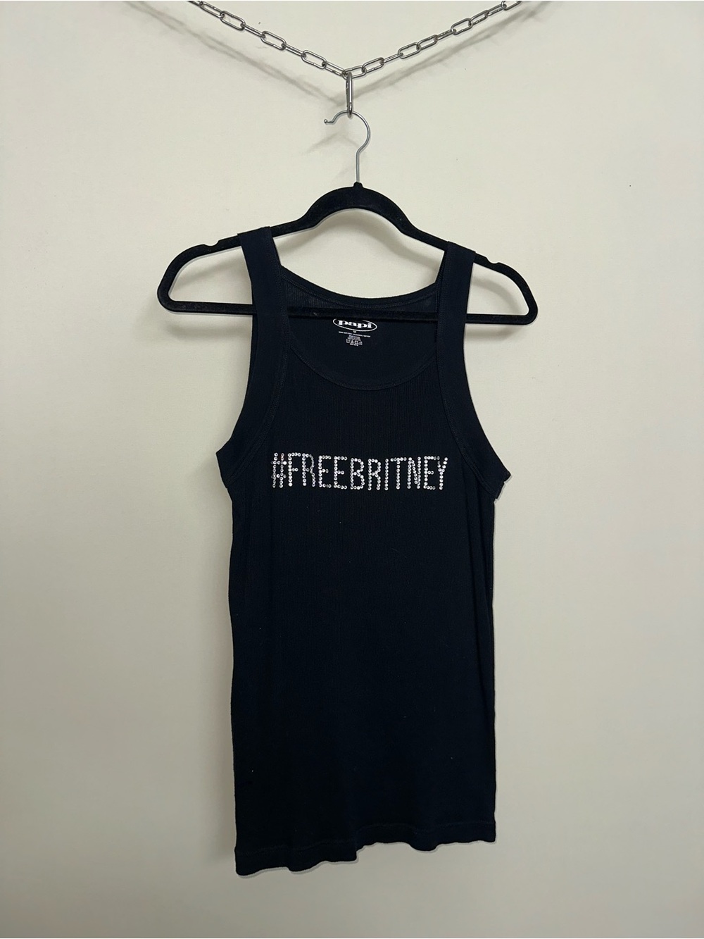 #FreeBritney Rhinestone Custom Tank Top in Black